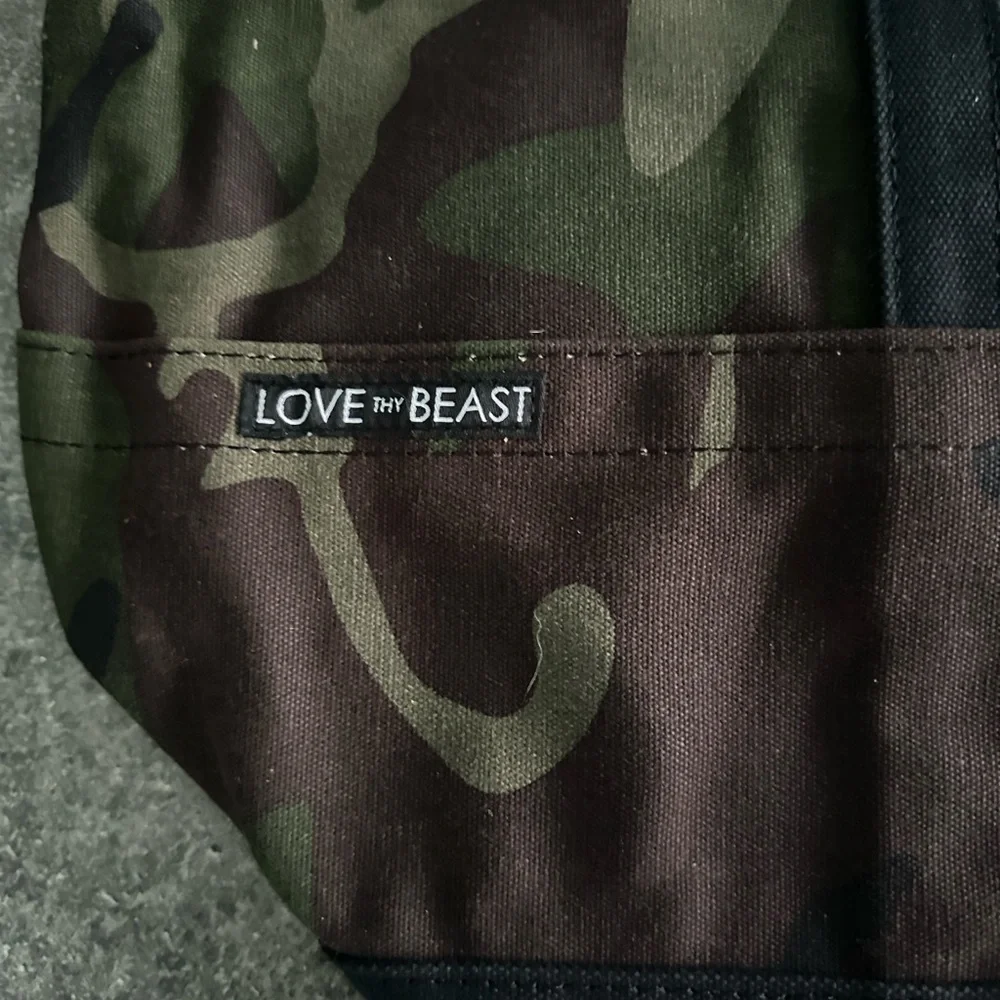 Love Thy Beast- Waxed Camouflage Canvas Pet Tote Bag